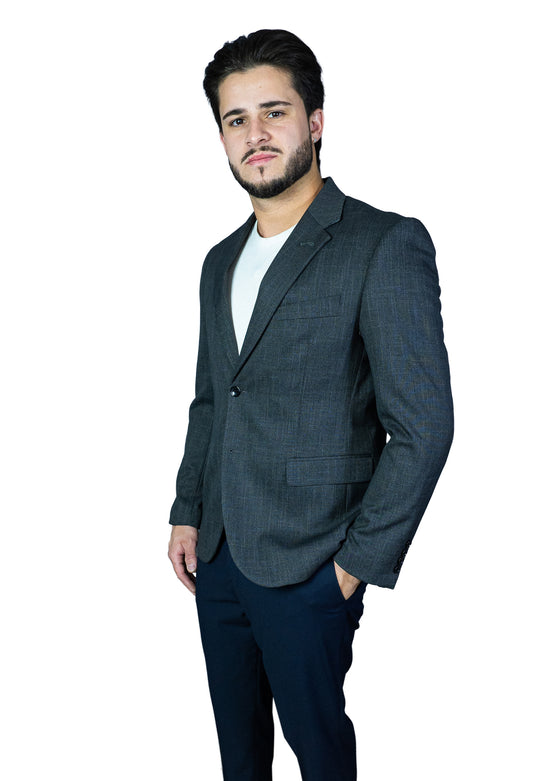 Blazer Slim Cinza Maquinetádo em Polilã Premium | Notório Suits