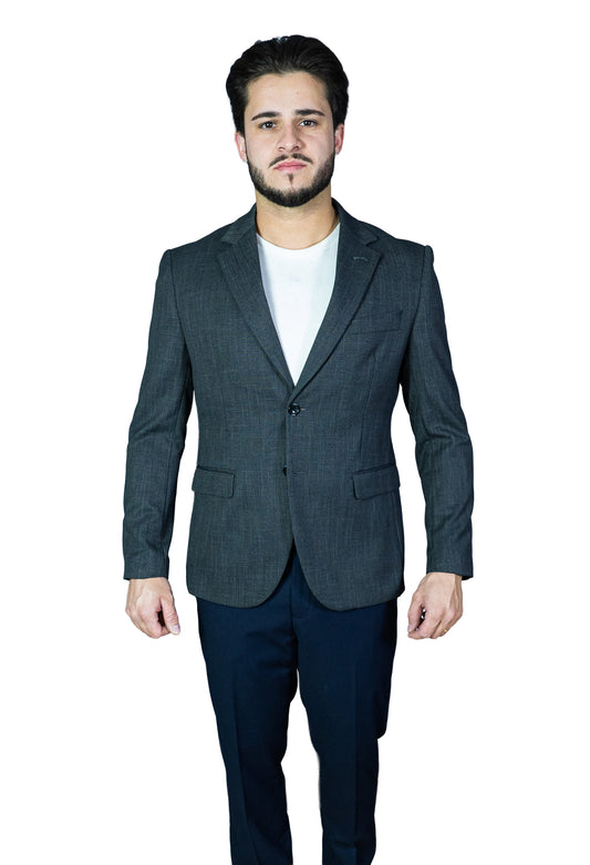 Blazer Slim Cinza Maquinetádo em Polilã Premium | Notório Suits